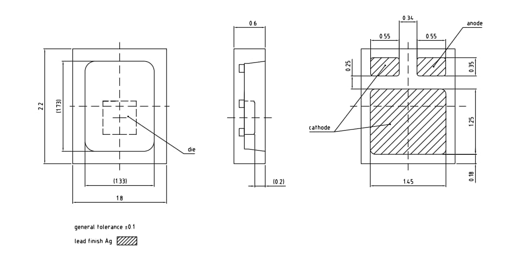 Mechanical Drawing - ams OSRAM FIREFLY® E2218 SMD LEDs